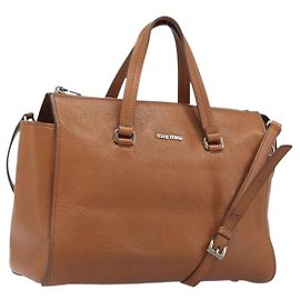 Miu Miu Handtasche Leder 2way Braun Silber Auth yk20891M Braun Silber