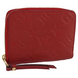 LOUIS VUITTON Monogram Empreinte Zippy Coin Purse Wallet Red M63696 Auth 205146M Red