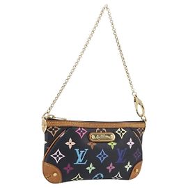 LOUIS VUITTON Monogram Multicolor Pochette Mila MM Black M60097 LV Auth 204383V Schwarz