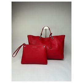 Borsa Tote in pelle testurizzata Vintage Emporio Armani c. metà anni 2010 Rosso Rosa
