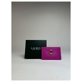 Autre Marque Vintage Lauren Ralph Lauren Kartenetui aus strukturiertem Leder Fuchsia Pink