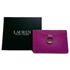 Autre Marque Vintage Lauren Ralph Lauren Kartenetui aus strukturiertem Leder Fuchsia Pink