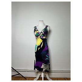 Matthew Williamson Robe Maxi en Soie Pucci Vintage Début 2000s Multicolor S Noir