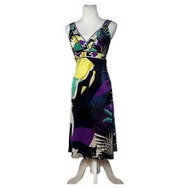 Matthew Williamson Robe Maxi en Soie Pucci Vintage Début 2000s Multicolor S Noir
