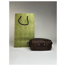 Trousse de toilette Vintage Gucci GG Monogram en nylon fin 1990s marron foncé Marron