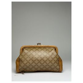 Céline Porta-moedas Vintage Celine Macadam Canvas Final dos anos 1970 Beige Tan Bege