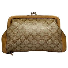 Céline Portamonete Vintage Celine Macadam Canvas Fine anni '70 Beige Tan Beige