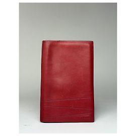 Cartera bifold vintage Loewe de cuero rojo tono plateado Roja