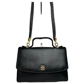 Borsa a mano Vintage Givenchy Logo 4G in pelle martellata, fine anni '70, Nero Nero