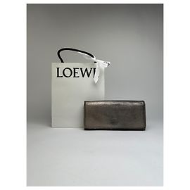 Carteira Bifold Vintage Loewe em couro texturizado c. final dos anos 2000 Bronze Metálico