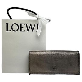 Vintage Loewe Textured Leather Bifold Wallet c. Late 2000s Bronze Metallic