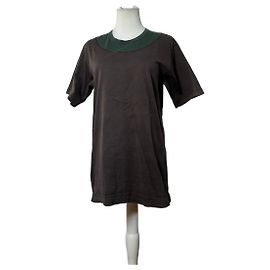 T-shirt Vintage Issey Miyake en mélange de coton Marron foncé Olive L Vert