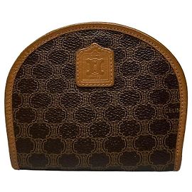 Céline Carteira Mini Vintage Celine Macadam Canvas Final dos anos 1980 Brown Tan Marrom