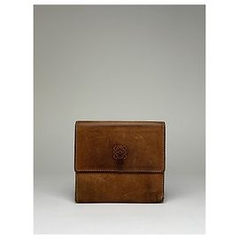 Carteira Bifold Vintage Loewe em couro granulado final dos anos 1990 Marrom Marrom
