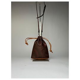 Vintage Etro Paisley Canvas Beuteltasche mit Kordelzug c. 2000 Dunkelbraun Beige