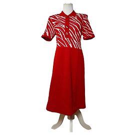 Vintage Yves Saint Laurent Knitted Zebra Dress Late 1990s Red White M Red