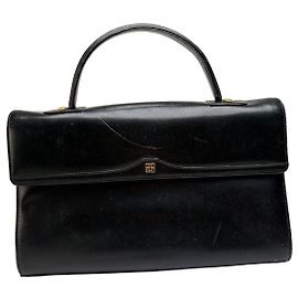 Bolso estructurado de cuero Vintage Givenchy Logo 4G Finales de los años 1970 Negro Negro