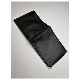 Cartera bifold Vintage Givenchy Logo 4G c. finales de los 1970 Negro Dorado Negro