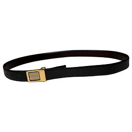 Autre Marque Vintage Dior Leather Belt Gold Buckle c. Late 1980s Black Black