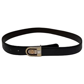 Vintage Givenchy 4G Logo Leather Belt c. Late 1970s Black Gold Black