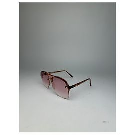 Óculos de sol aviador Vintage Givenchy 4G Logo c. final dos anos 1970 Tartaruga rosa Rosa