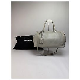 Autre Marque Sac à main structuré en cuir grainé Vintage Jil avec poignée supérieure c. 2010 Gris clair Gris