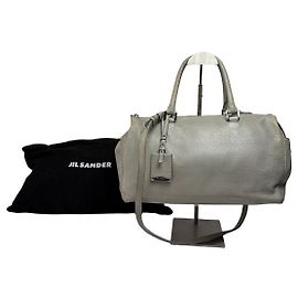 Autre Marque Bolso de mano estructurado de cuero granulado Vintage Jil c. 2010 Gris claro Gris