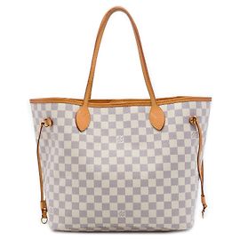 Borsa Tote Louis Vuitton Damier Azur Neverfull MM bianca Bianco