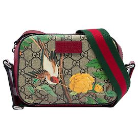 Bolsa Tiracolo Gucci GG Supreme Web Tian bege Bege