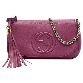 Bolsa Tiracolo Soho Chain Gucci Medium em Pele de Bezerro Roxa Roxo