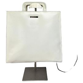 Borsa strutturata in pelle Vintage Gucci con manico superiore White Silver Bianco
