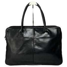 Vintage Issey Miyake Structured Leather Top-Handle Bag Black Black