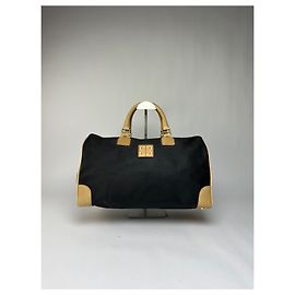 Sac Duffle Structuré Vintage Givenchy Logo 4G Fin 1970s Black Beige Noir