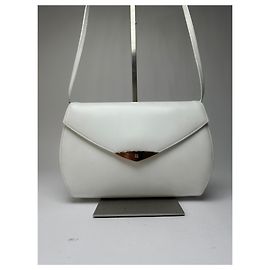 Bolso bandolera de solapa de cuero Givenchy Vintage finales de los 1970 Blanco Blanco