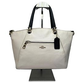 Vintage Coach Pebbled Leather Structured Tote c. 2010s Cream Beige