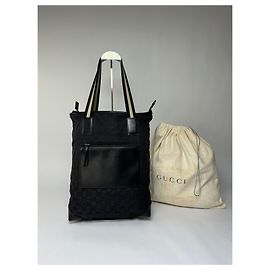 Vintage Gucci GG Canvas Tote Early 2000s Black Black