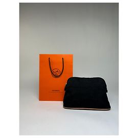 Hermès Necessaire Vintage Hermes Canvas Black Tan Bege