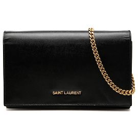 Autre Marque Borsa a tracolla Saint Laurent Classic Letters in pelle di vitello grana grossa nera Nero