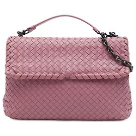 Bolsa de Ombro Olimpia Medium em Nappa Intrecciato Rosa Bottega Veneta Rosa