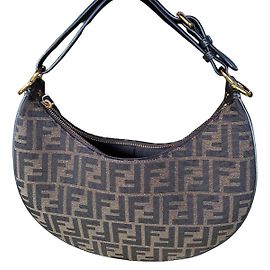 Fendi Zucca Monogram Schultertasche Braun/Schwarz Braun Schwarz Monogramm