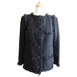 Veste Chanel noire en laine et cachemire Taille 40 Noir