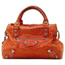 Balenciaga City Classic Handbag in Orange Leather Orange