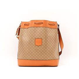 Céline Celine Bolsa Bucket Monograma Triomphe Marrom Bege
