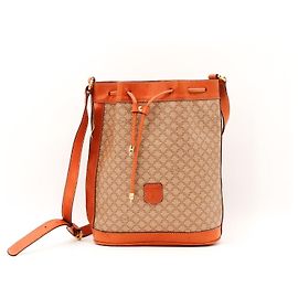 Céline Celine Bolsa Bucket Tela Monograma e Couro Marrom Monograma