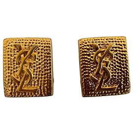 Yves Saint Laurent YSL vergoldete Monogramm-Ohrringe Golden
