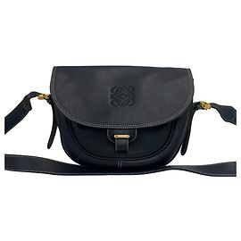 Borsa a tracolla in pelle Loewe Vintage Anagram Logo Blu navy