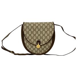 Bolsa de ombro mini em couro Gucci Vintage Plus Logo Pattern Marrom