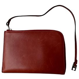 Hermès Tarjetero de piel roja Hermes Roja