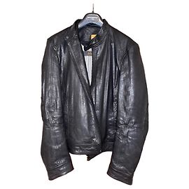 Giacca in pelle stile biker Hugo Boss Nero