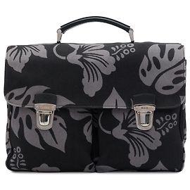 Sac d'affaires Prada en toile grise à imprimé floral Marron